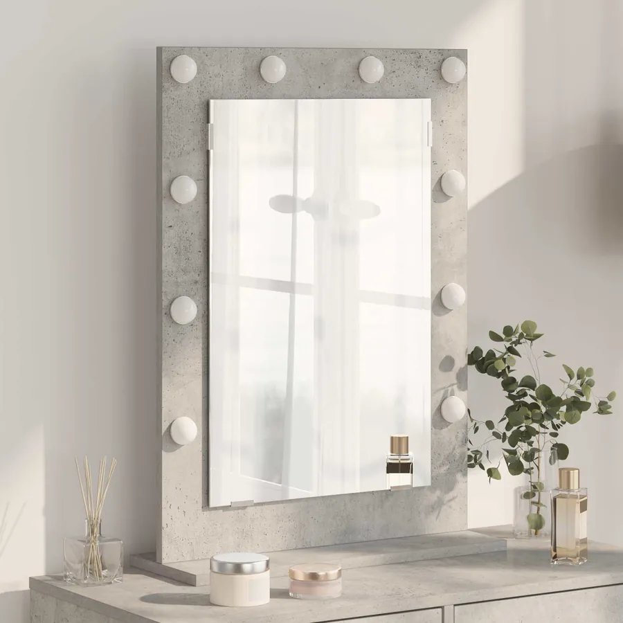 Miroir de vanité Rectangulaire Gris béton 70 x 50 x 18 cm