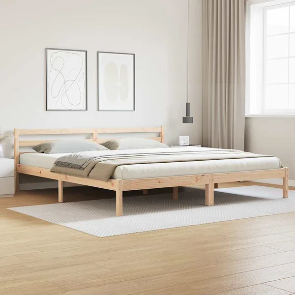 Cadre de lit Marron 215,5 x 205,5 x 69,5 cm Bois de Pin Massif