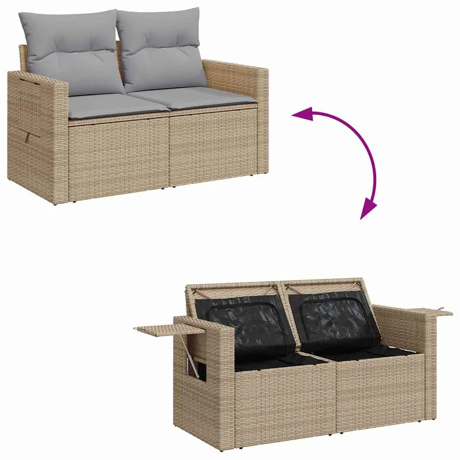 Ensemble de canapé de jardin 9 pcs beige et gris clair - 11
