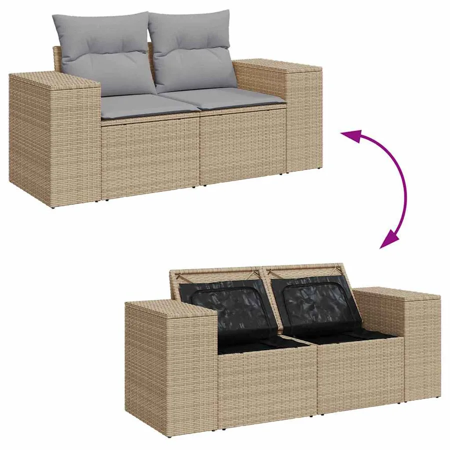 Ensemble de canapé de jardin 8 pcs Beige et Gris clair - 11