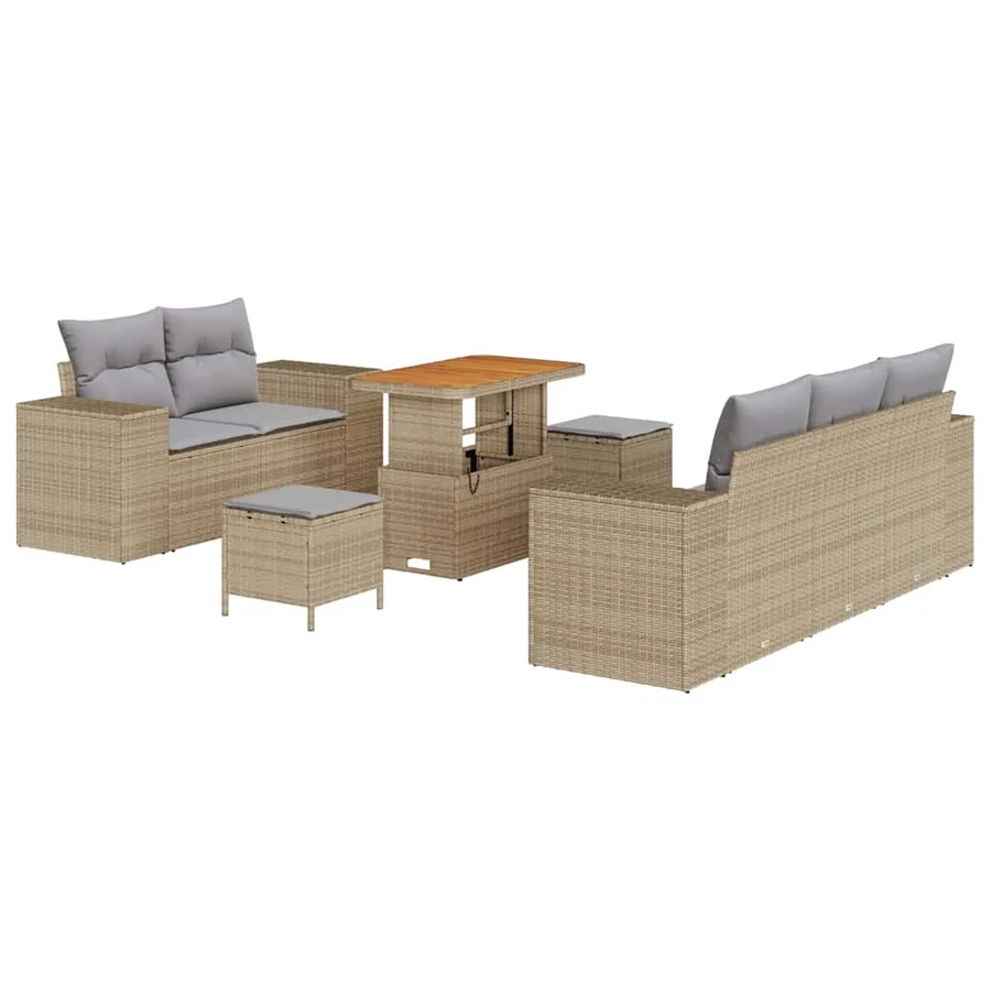 Ensemble de canapé de jardin 8 pcs Beige et Gris clair - 2