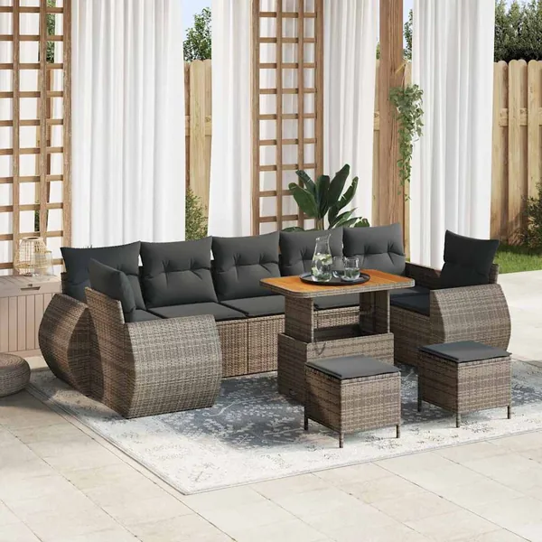 Ensemble de canapé de jardin avec coussin 10 pcs Gris
