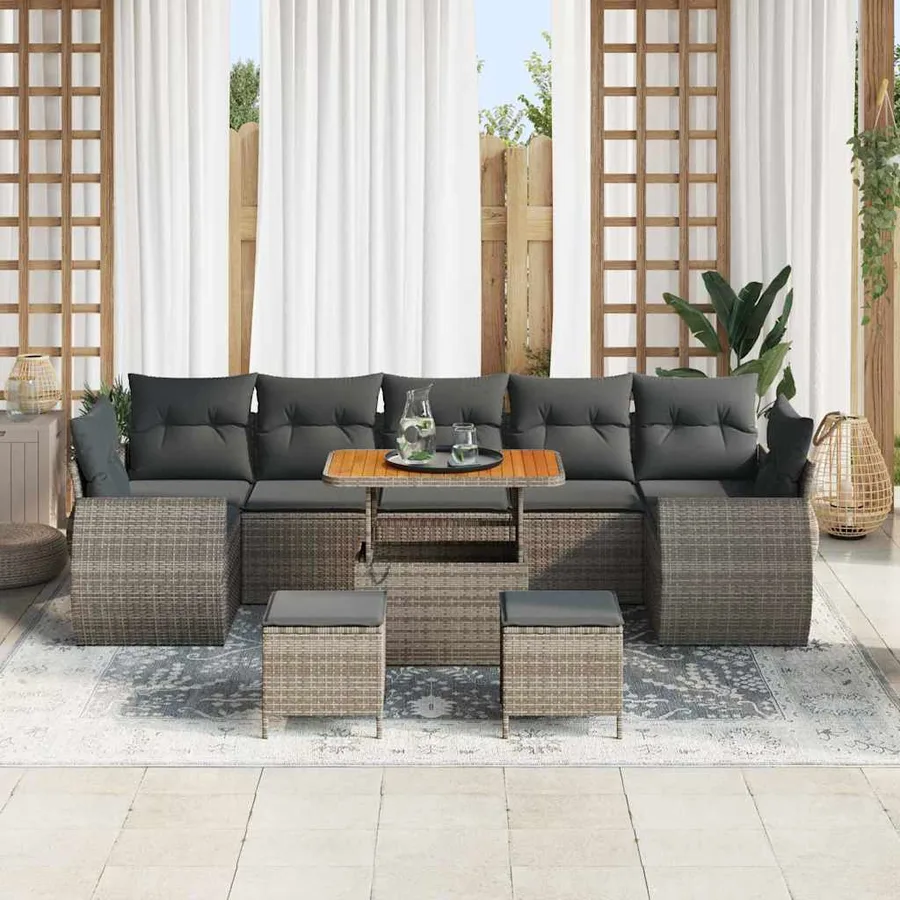 Ensemble de canapé de jardin avec coussin 10 pcs Gris - 3