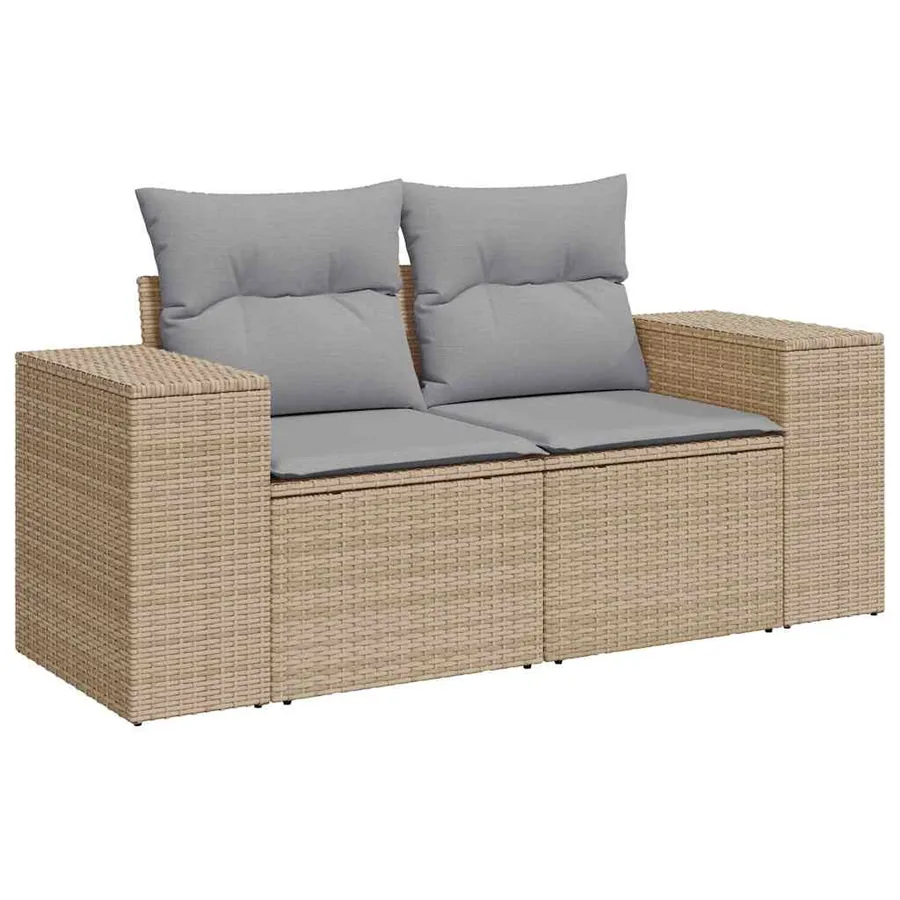 Ensemble de canapé de jardin 9 pcs Beige et Gris clair - 6