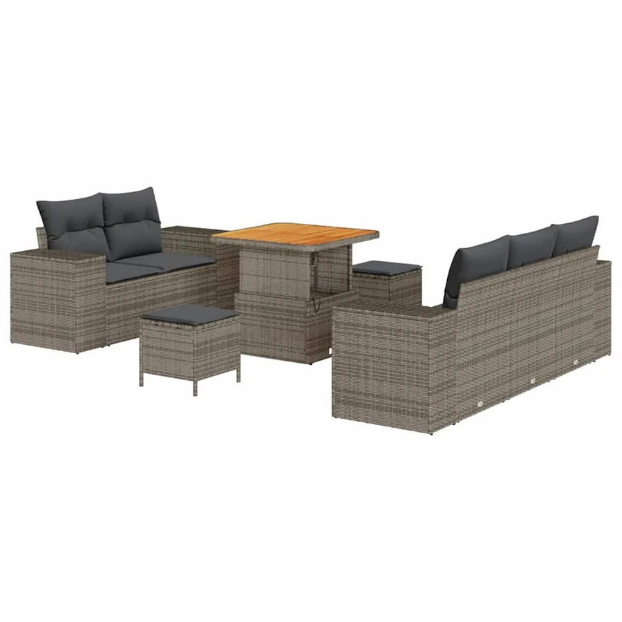 Ensemble de canapé de jardin 8 pcs Gris Poly Rattan - 2