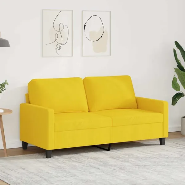 Canapé à 2 places Jaune clair 140 cm Tissu