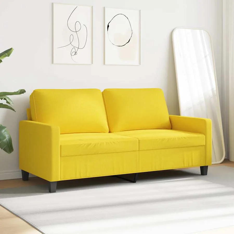 Canapé à 2 places Jaune clair 140 cm Tissu - 3