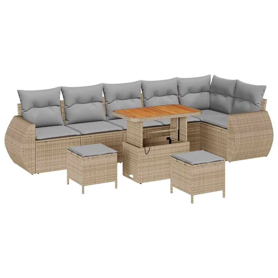 Ensemble de canapé de jardin 9 pcs beige et gris clair - 2