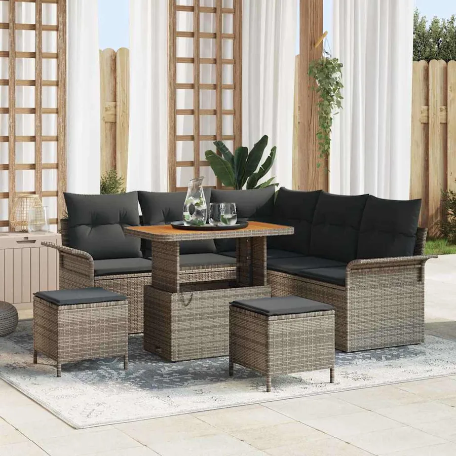 Ensemble de canapé de jardin avec coussin 8 pcs Gris