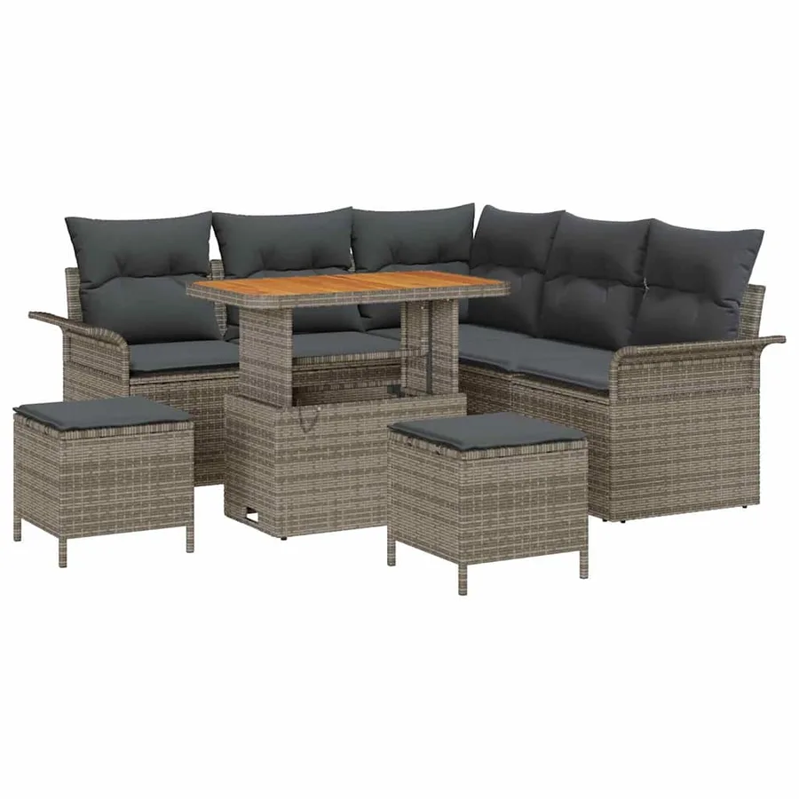 Ensemble de canapé de jardin avec coussin 8 pcs Gris - 2
