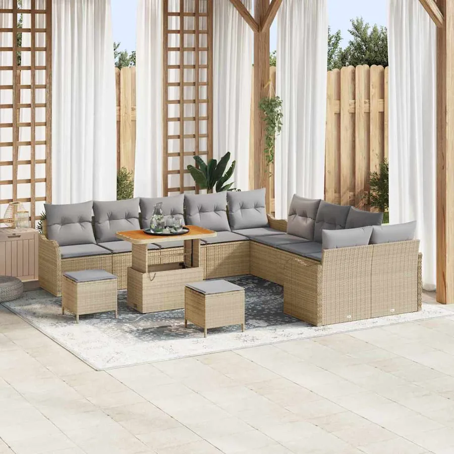 Ensemble de canapé de jardin 13 pcs Beige et Gris clair