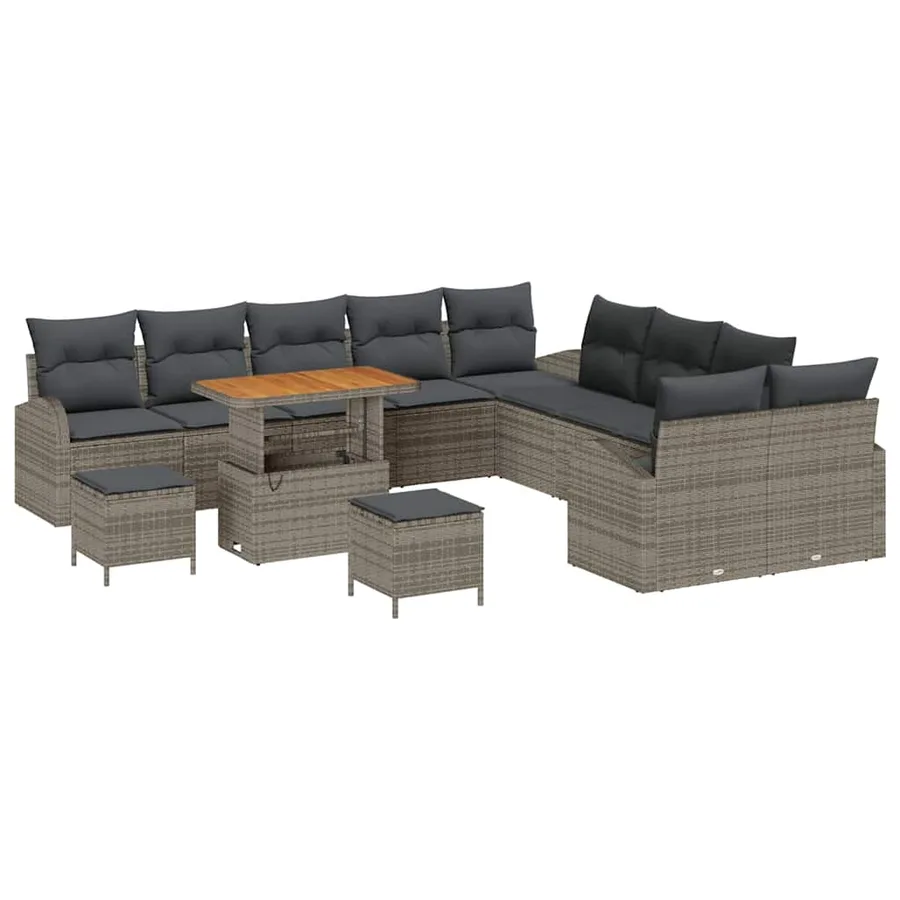 Ensemble de canapé de jardin avec coussin 13 pcs Gris - 2