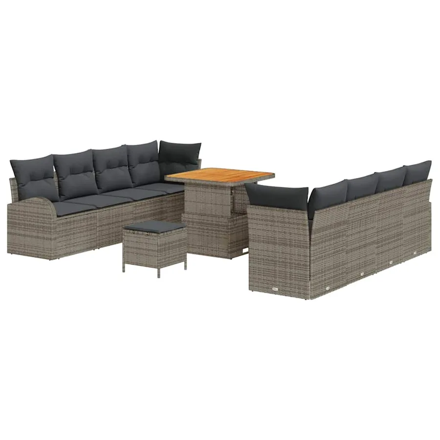 Ensemble de canapé de jardin avec coussin 11 pcs Gris - 2