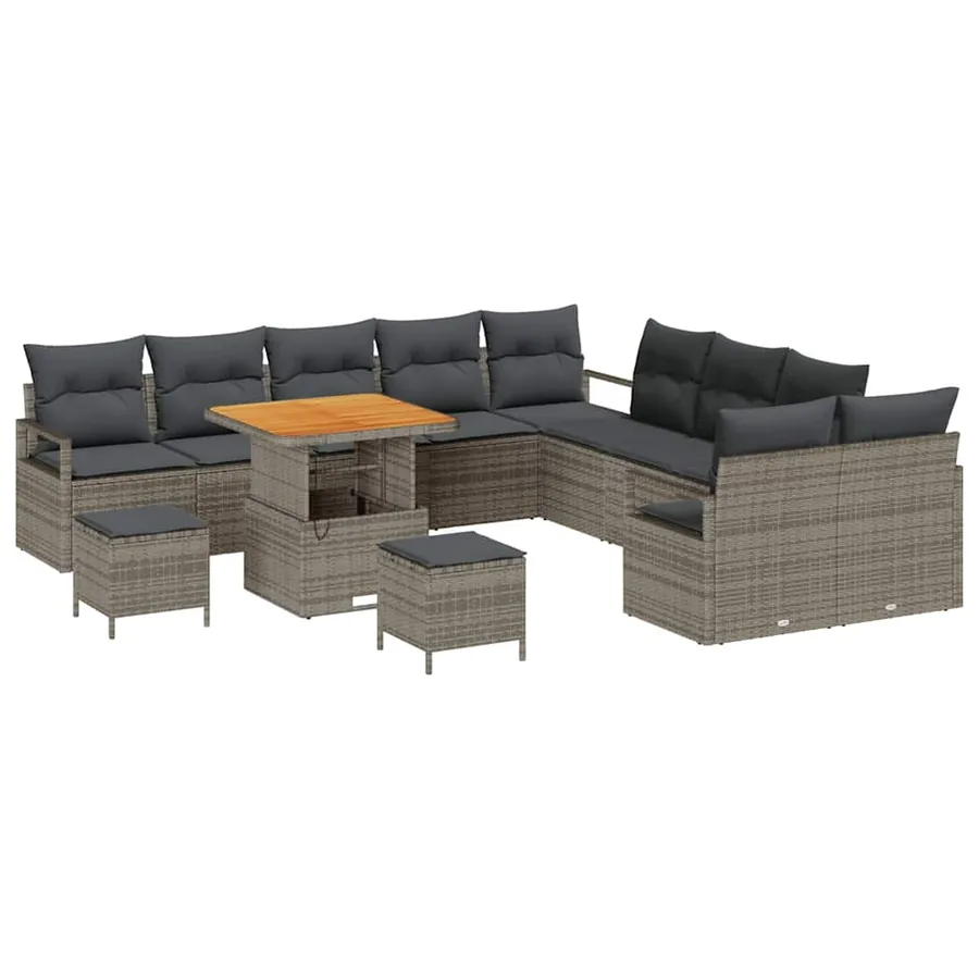 Ensemble de canapé de jardin avec coussin 13 pcs Gris - 2