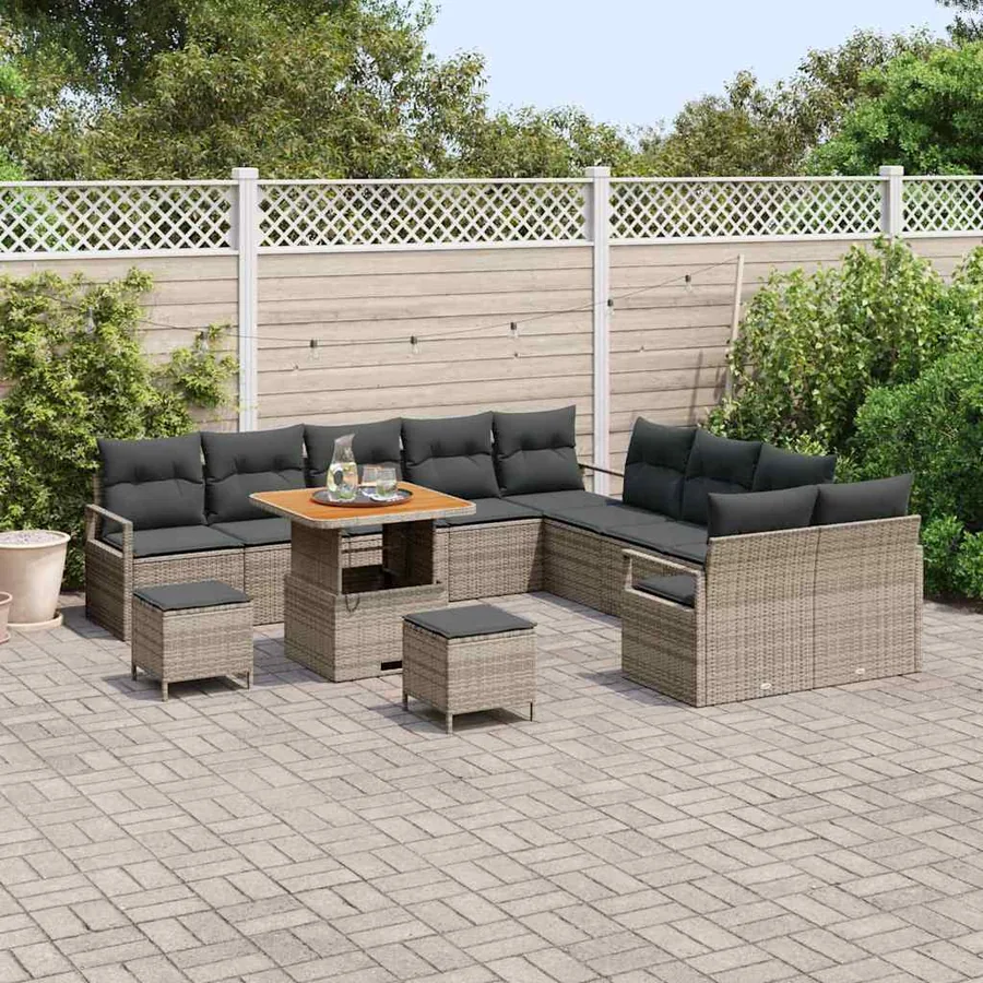 Ensemble de canapé de jardin avec coussin 13 pcs Gris - 3