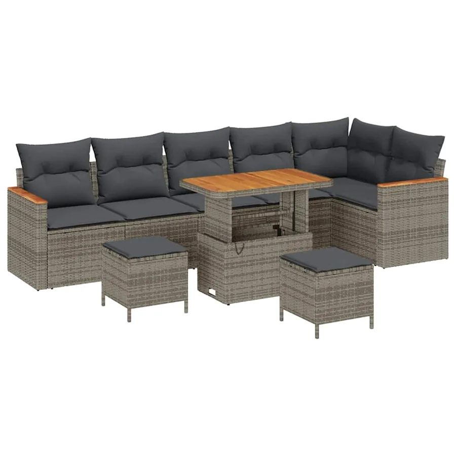 Ensemble de canapé de jardin avec coussin Gris Poly rotin - 2