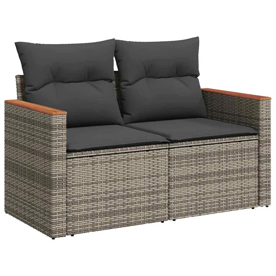 Ensemble de canapé de jardin avec coussin Gris Poly rotin - 6