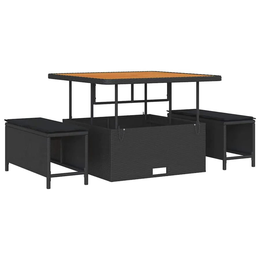 Ensemble de canapé de jardin avec coussin 9 pcs Noir polyrotin - 4