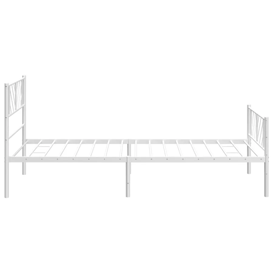 Cadre de lit métal sans matelas et pied de lit blanc 107x203 cm - 6
