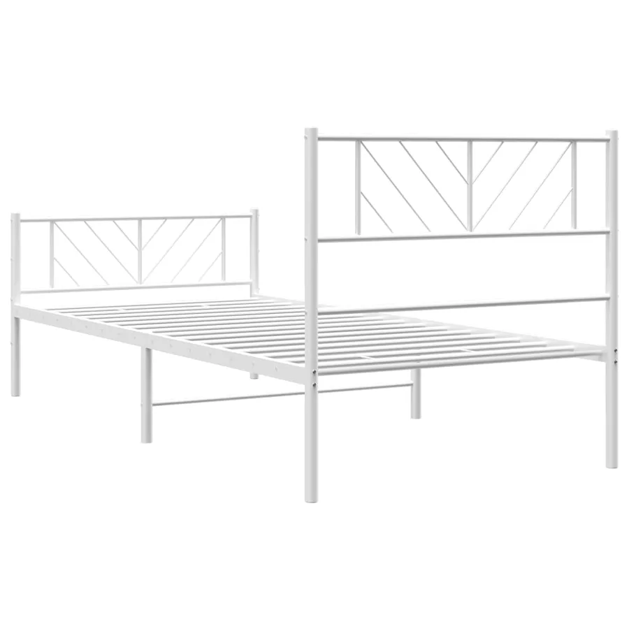 Cadre de lit métal sans matelas et pied de lit blanc 107x203 cm - 7