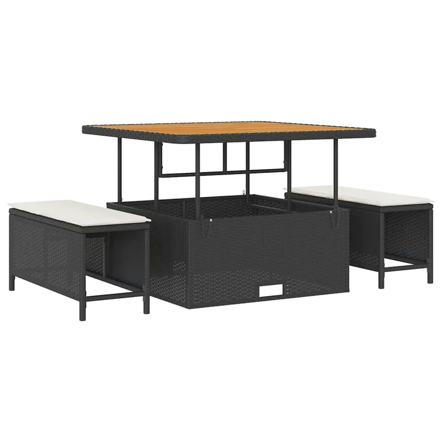 Ensemble de canapé de jardin 11 pcs Noir et Crème polyrotin - 4