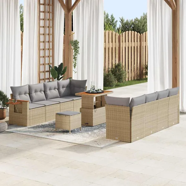 Ensemble de canapé de jardin 12 pcs Beige et Gris clair