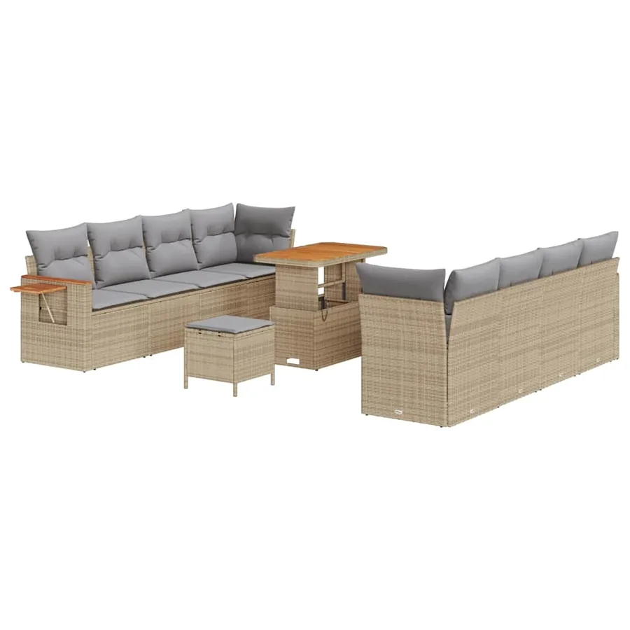 Ensemble de canapé de jardin 12 pcs Beige et Gris clair - 2