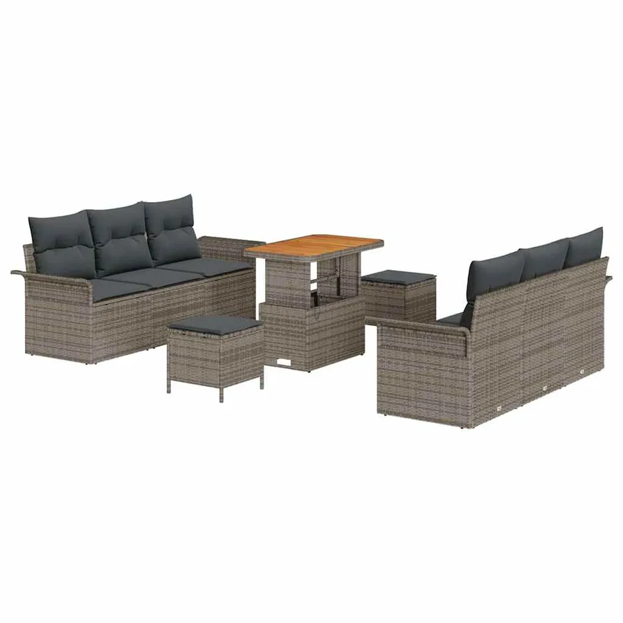 Ensemble de canapé de jardin avec coussin 9 pcs Gris - 2