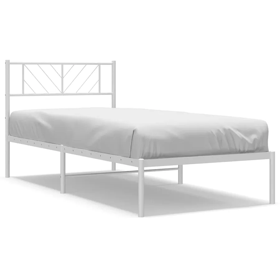 Cadre de lit métal sans matelas et tête de lit blanc 100x200 cm - 2