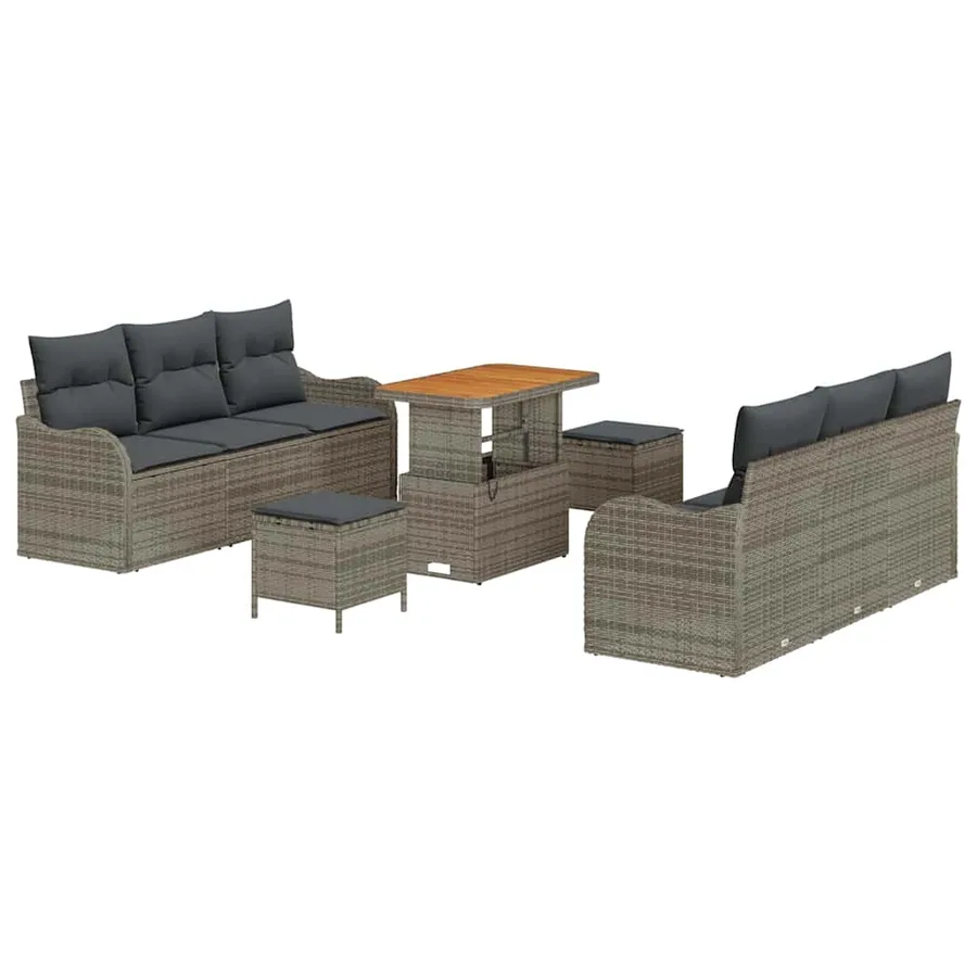 Ensemble de canapé de jardin avec coussin 9 pcs Gris - 2