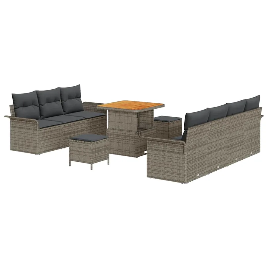 Ensemble de canapé de jardin avec coussin 10 pcs Gris - 2