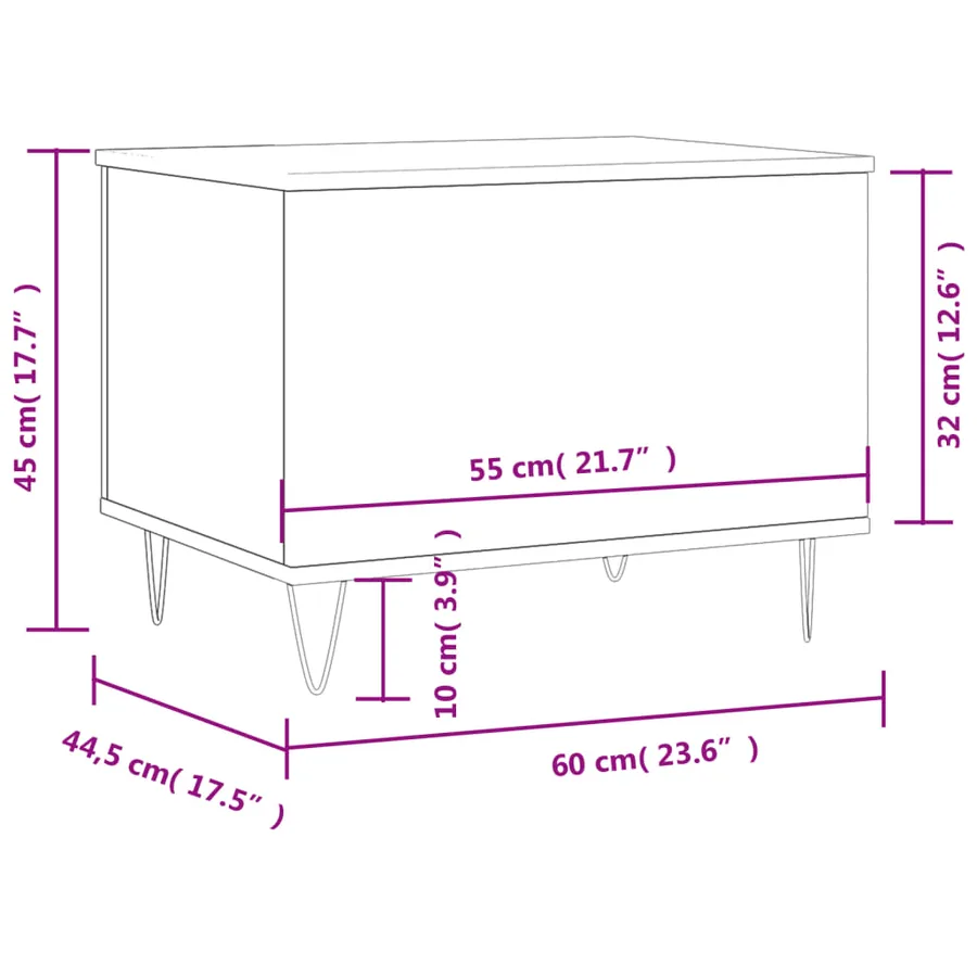 Table basse Gris béton 60x44,5x45 cm Bois d'ingénierie - 11