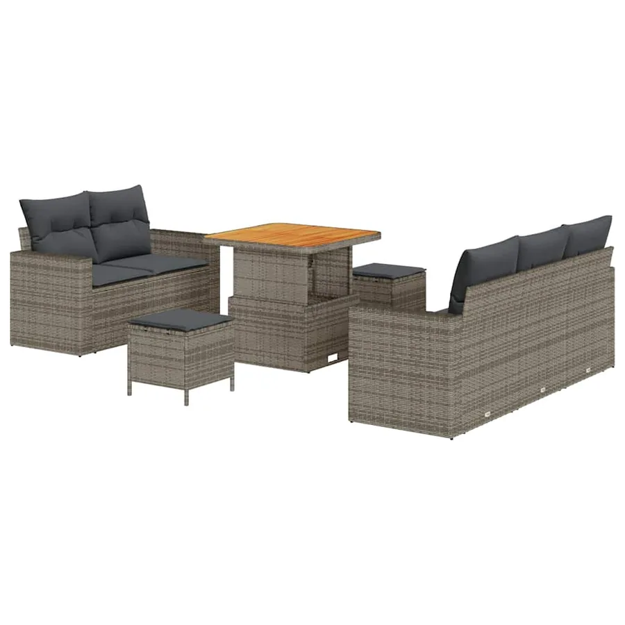 Ensemble de canapé de jardin avec coussin 8 pcs Gris polyrotin - 2