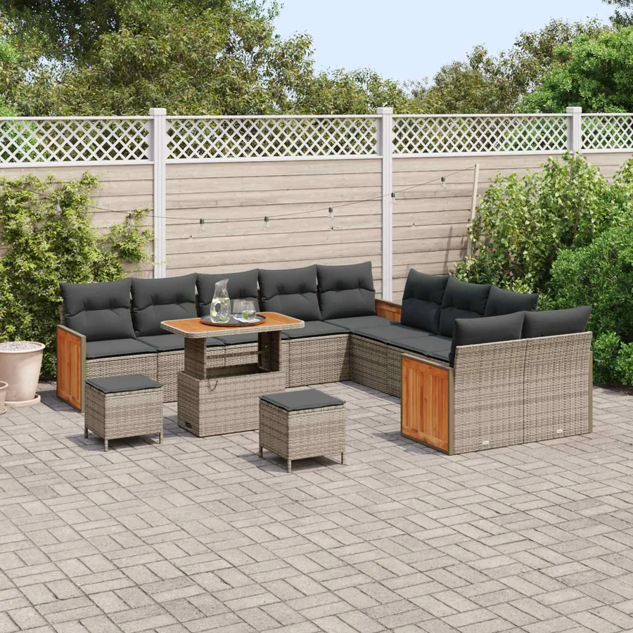 Ensemble de canapé de jardin avec coussin 13 pcs Gris - 3