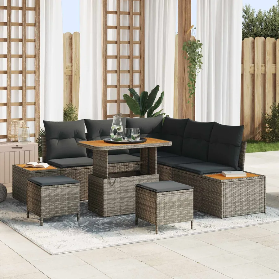 Ensemble de canapé de jardin avec coussin 8 pcs Gris
