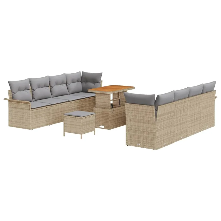 Ensemble de canapé de jardin avec coussin Beige et Gris clair - 2