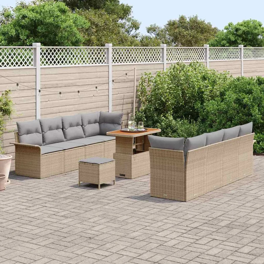 Ensemble de canapé de jardin avec coussin Beige et Gris clair - 3