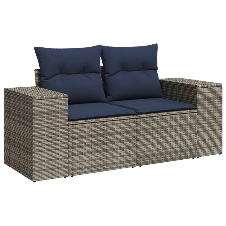 Ensemble de canapé de jardin 4 pcs avec coussins gris résine tressée - 5