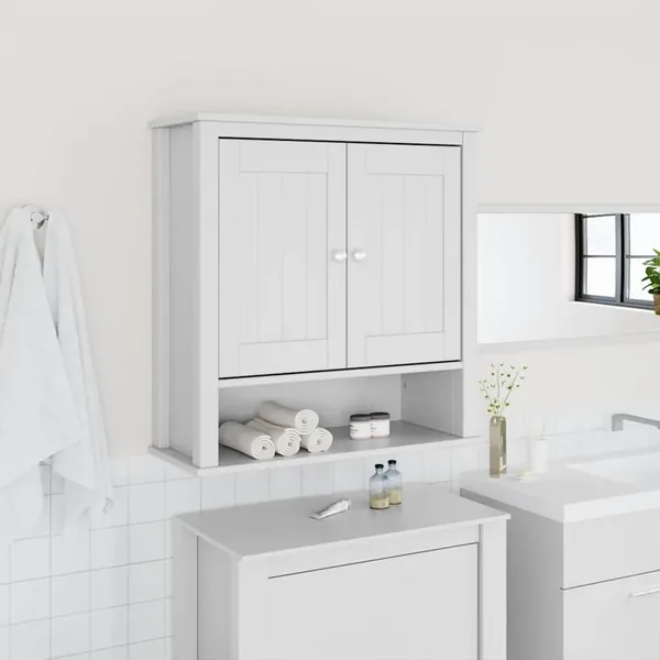 Armoire murale de salle de bain BERG blanc bois massif