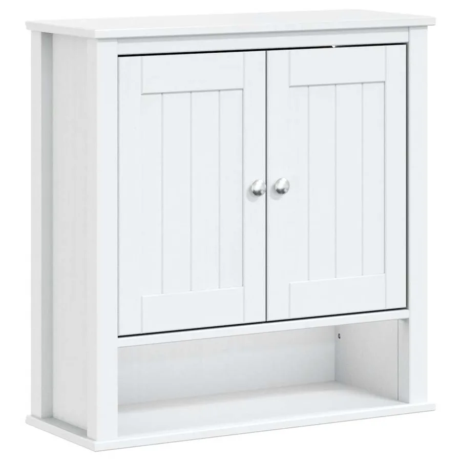 Armoire murale de salle de bain BERG blanc bois massif - 2