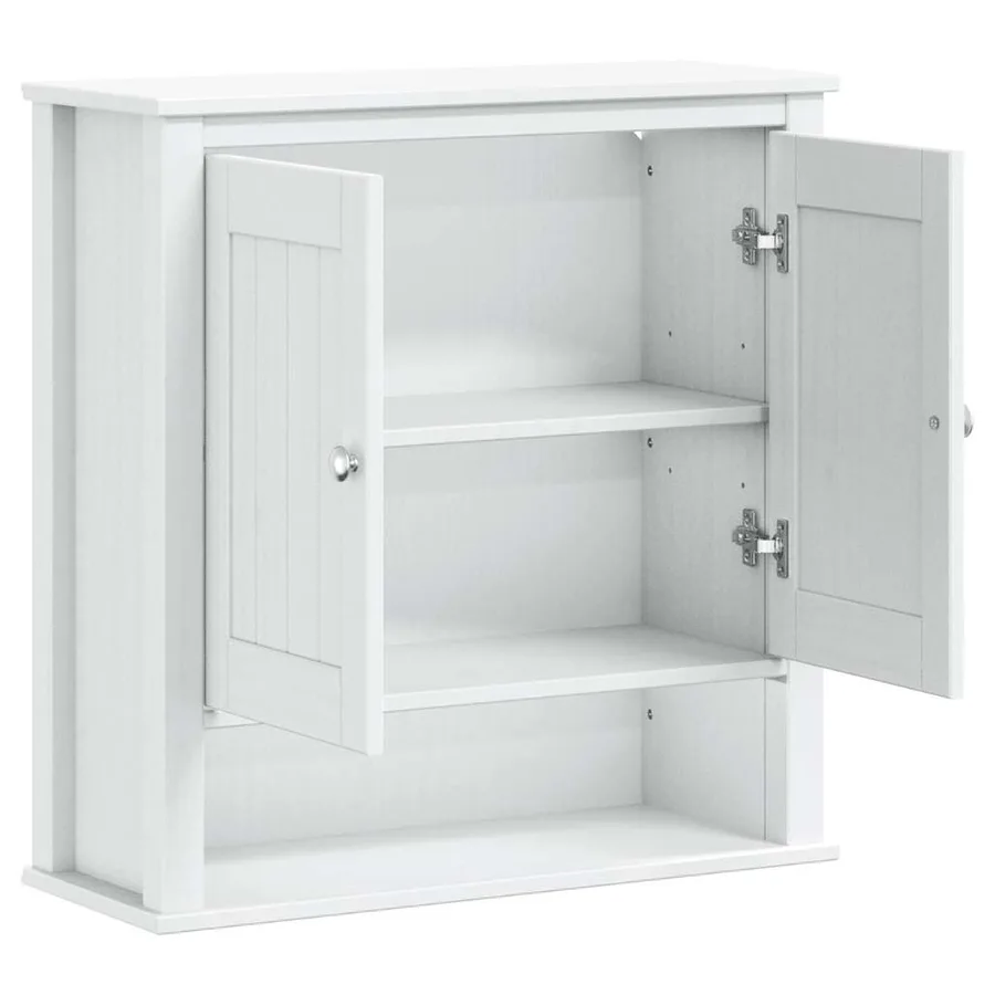 Armoire murale de salle de bain BERG blanc bois massif - 5
