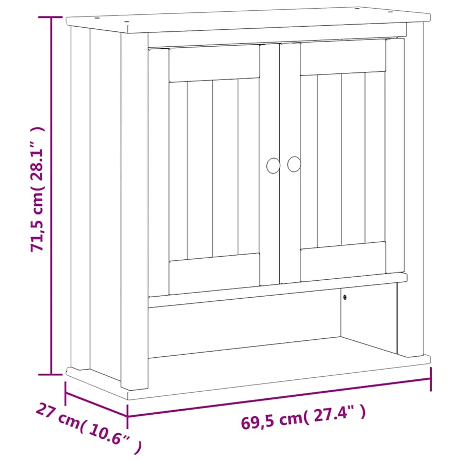 Armoire murale de salle de bain BERG blanc bois massif - 9