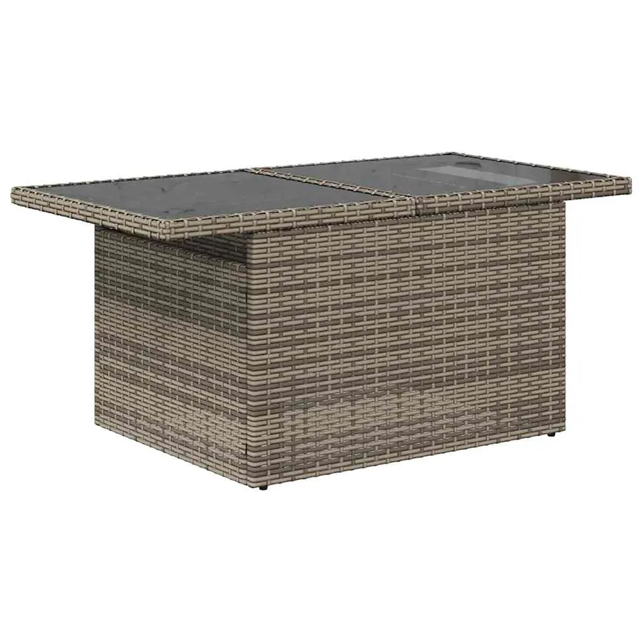 Salon de jardin avec coussins 7 pcs gris résine tressée acacia - 7
