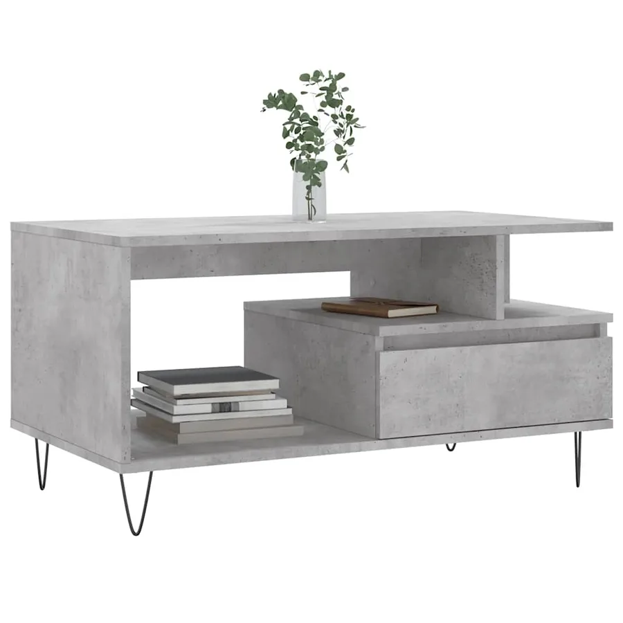 Table basse Gris béton 90x49x45 cm Bois d'ingénierie - 3