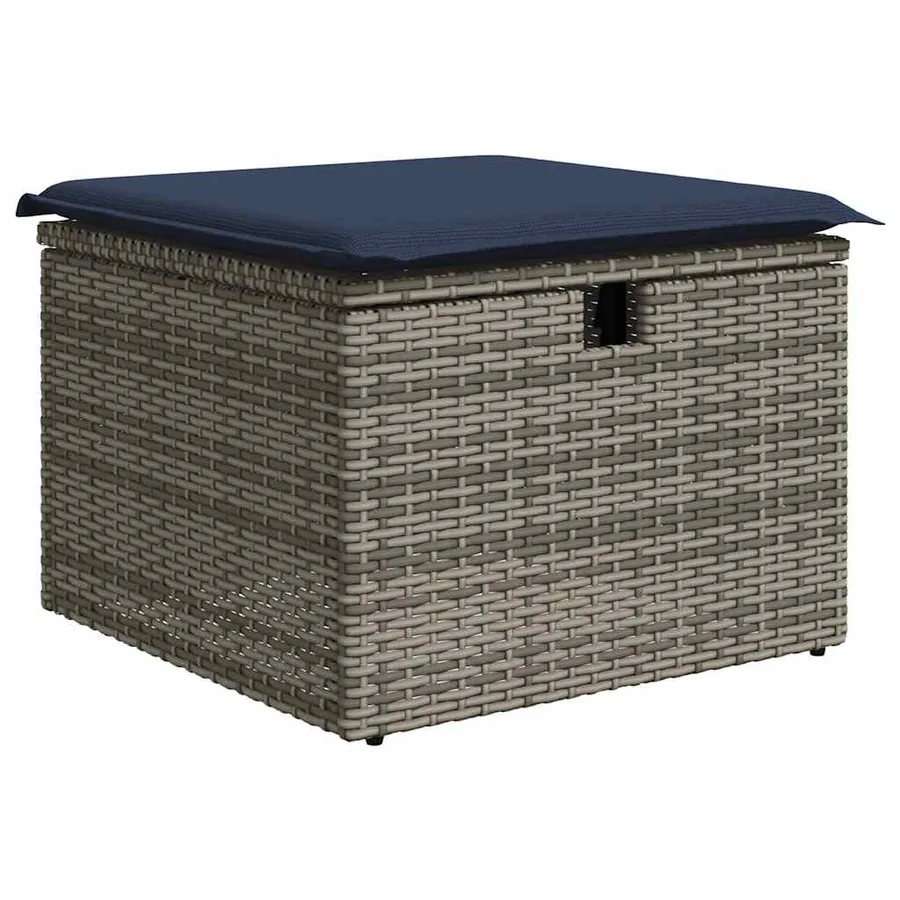 Salon de jardin 8pcs avec coussins gris résine tressée acacia - 6
