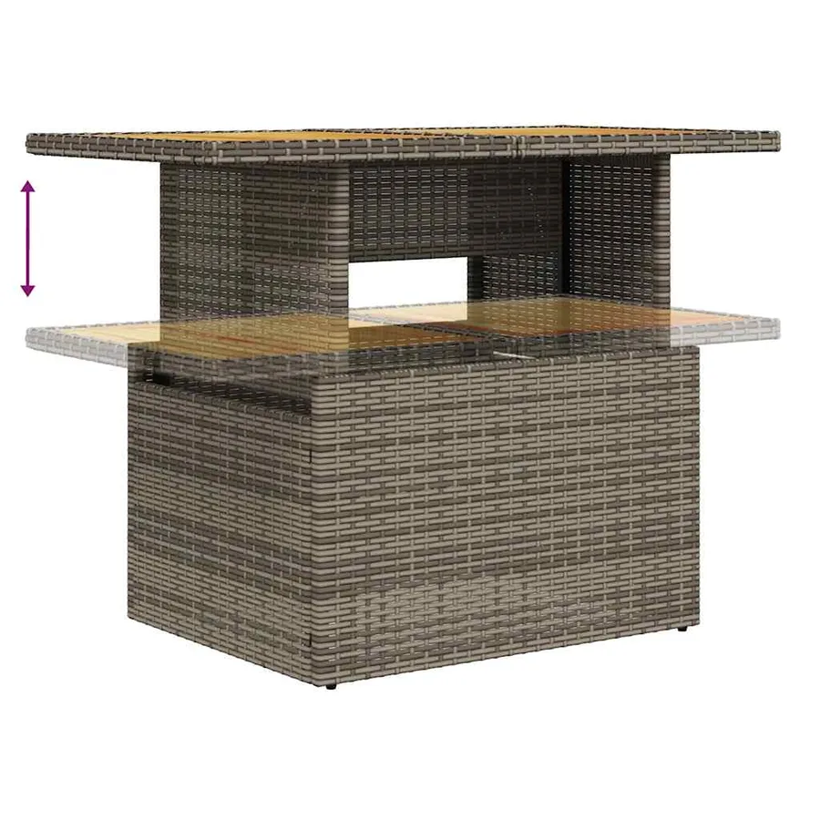 Salon de jardin 9 pcs avec coussins gris résine tressée - 10