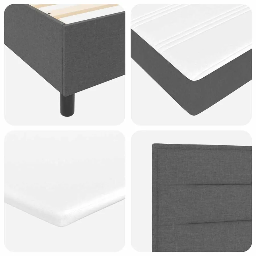 Lit à ressorts avec matelas Gris foncé 200 x 80 cm tissu - 10