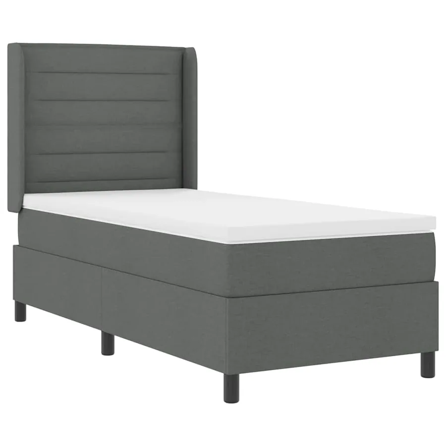 Lit à ressorts avec matelas Gris foncé 200 x 80 cm tissu - 4