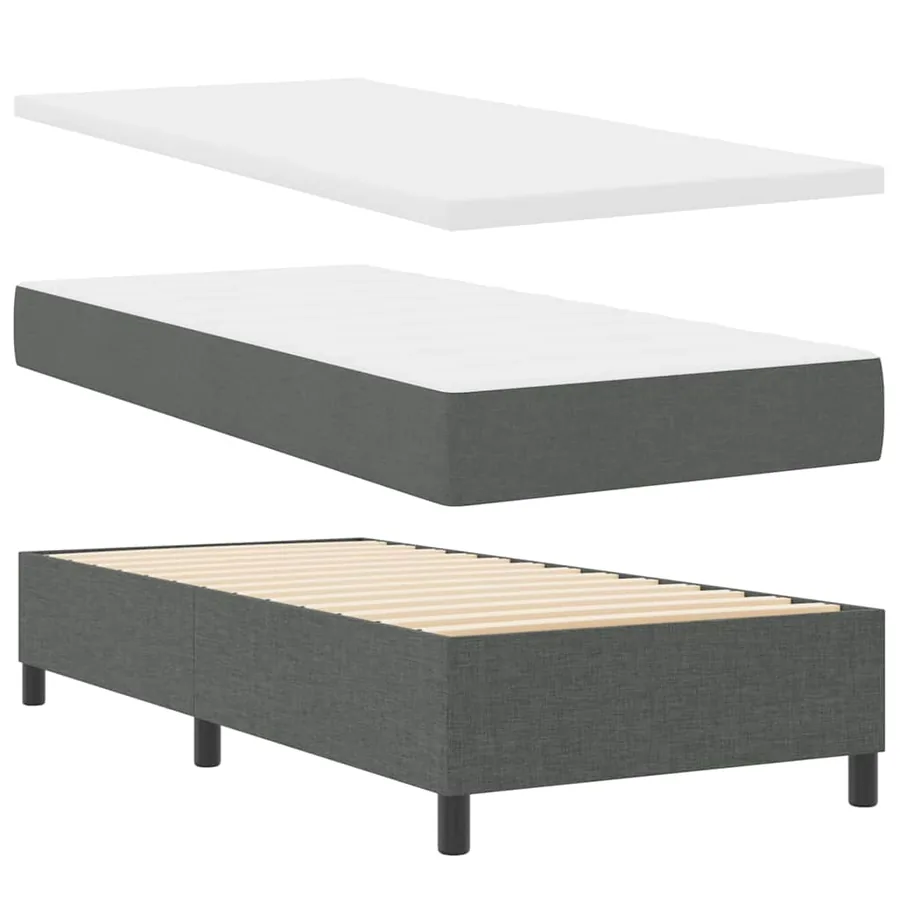 Lit à ressorts avec matelas Gris foncé 200 x 80 cm tissu - 5
