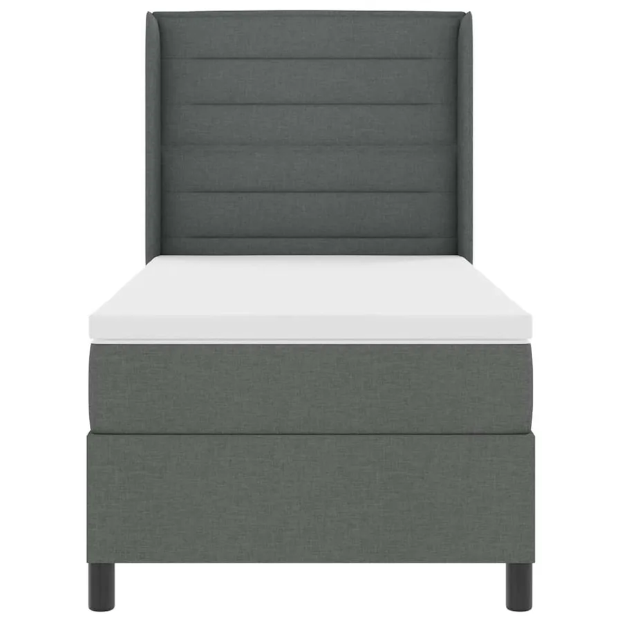 Lit à ressorts avec matelas Gris foncé 200 x 80 cm tissu - 7